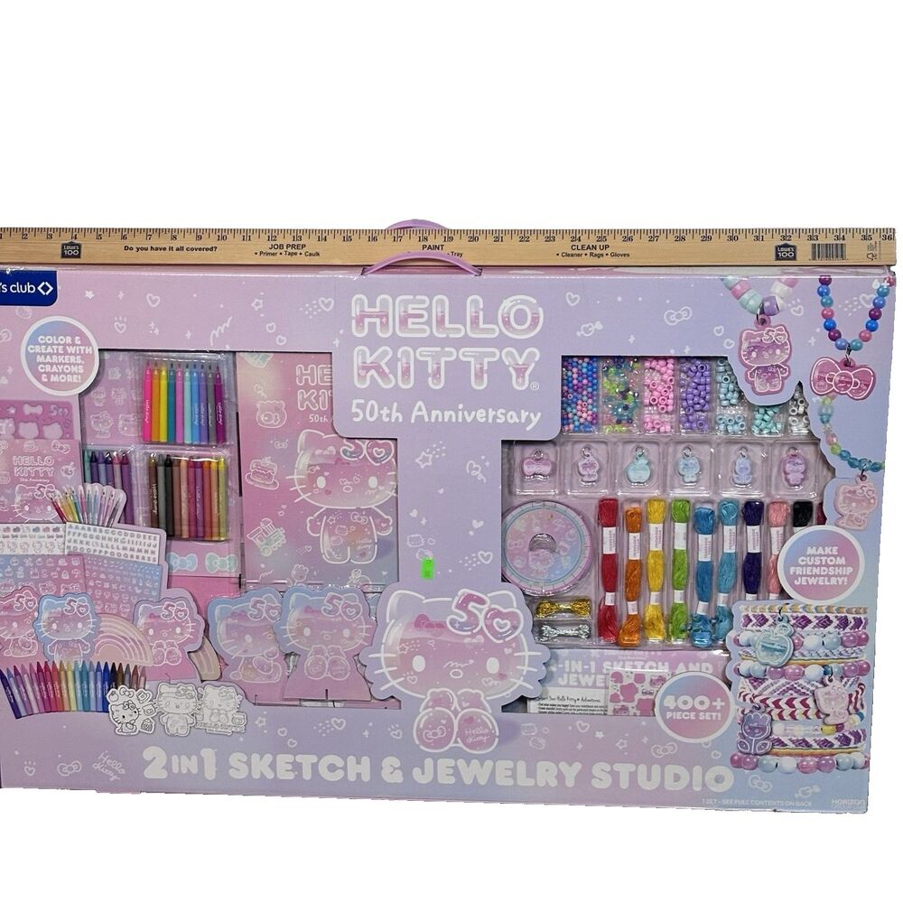 Hello Kitty 50th Anniversary 2 In 1 Sketch & Jewelry Studio Kit Sanrio Craft set